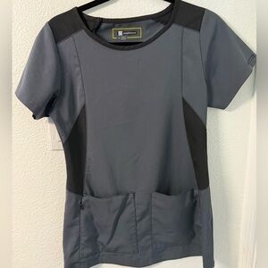 Gray and Black Women's Scrub Top